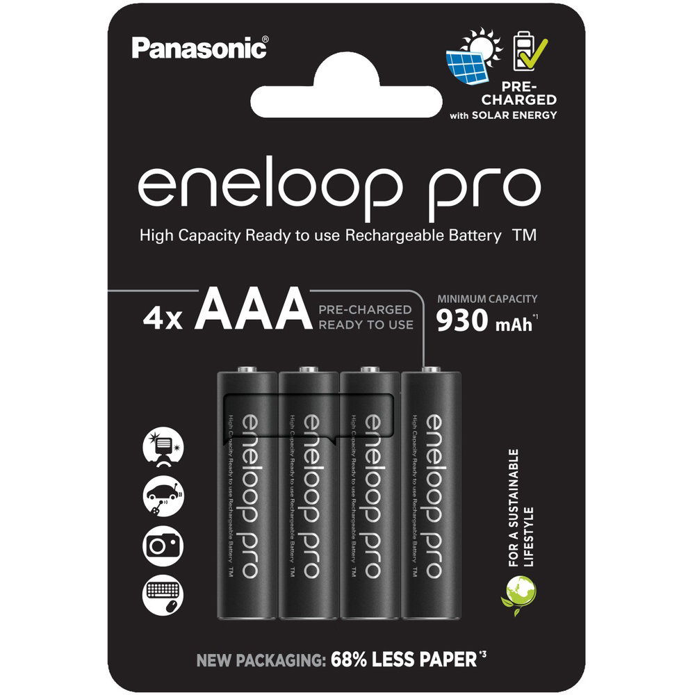 Panasonic BK-4HCDE/4BE eneloop pro Ni-MH akkumulátor, AAA (micro), 930 mAh, 4 db/bliszter termék fő termékképe