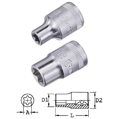 Genius Tools 454511 1/2"-os E-típusú (belső torx) dugókulcs fej, E-11 termék fő termékképe