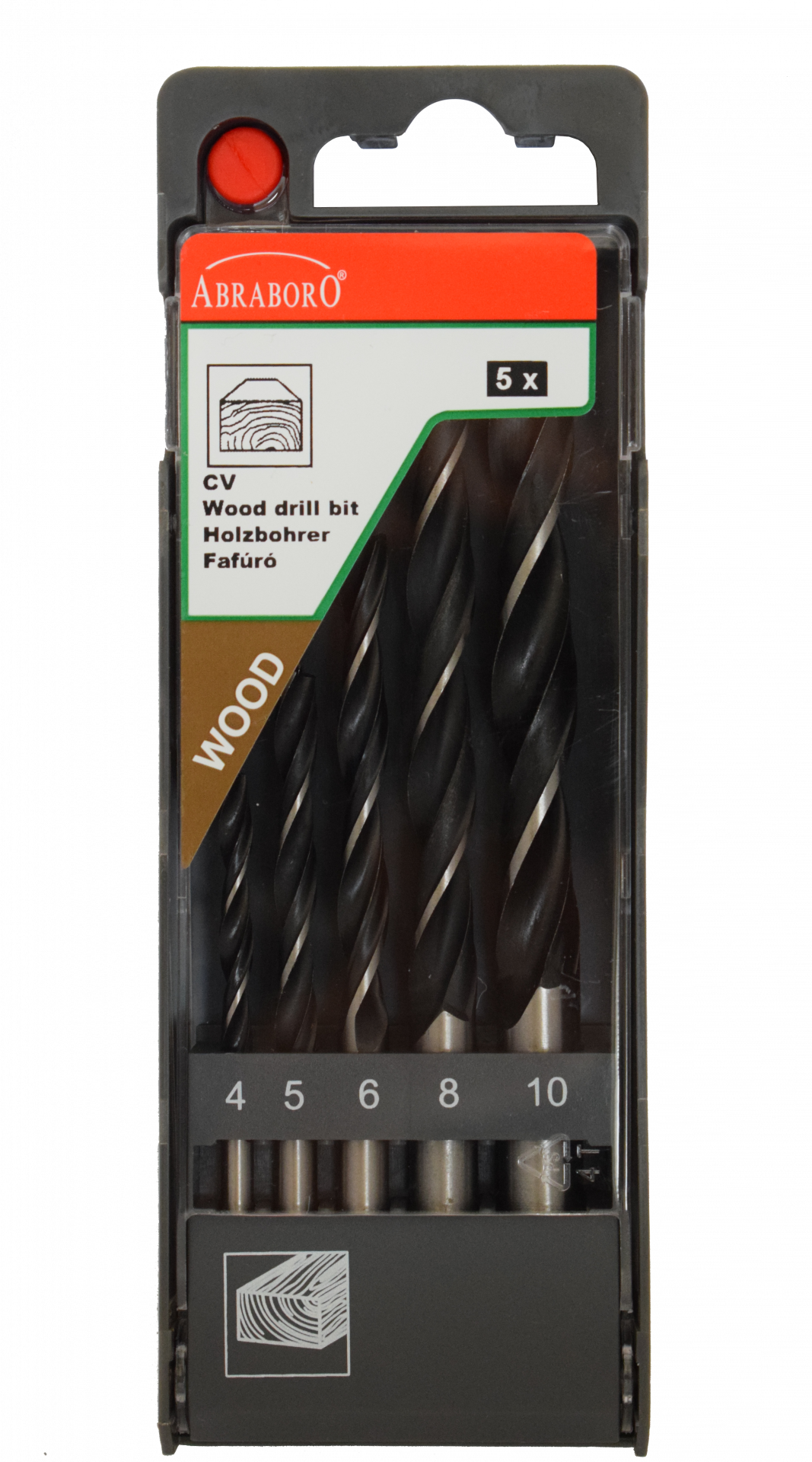 Abraboro 5 részes rövid fafúró készlet, műanyag dobozban termék fő termékképe