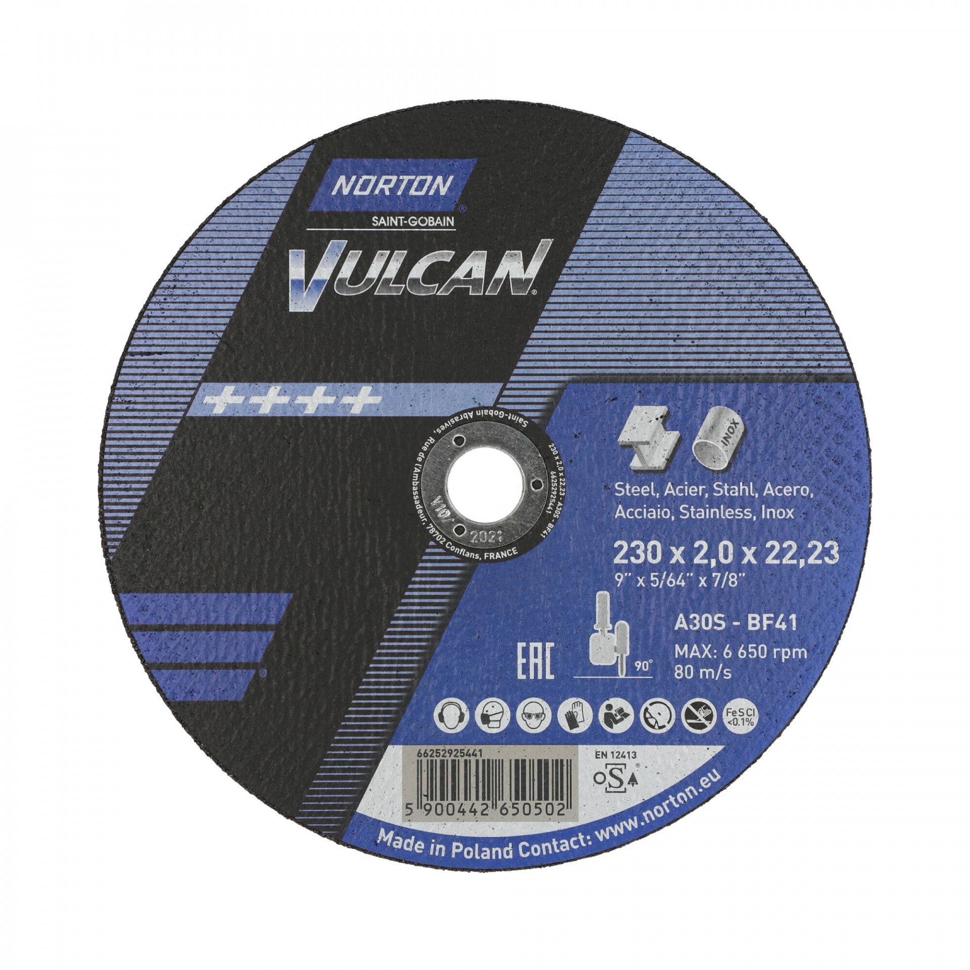 Norton Vulcan fém vágókorong 230x2,0x22,23mm, 25 db/csomag termék fő termékképe