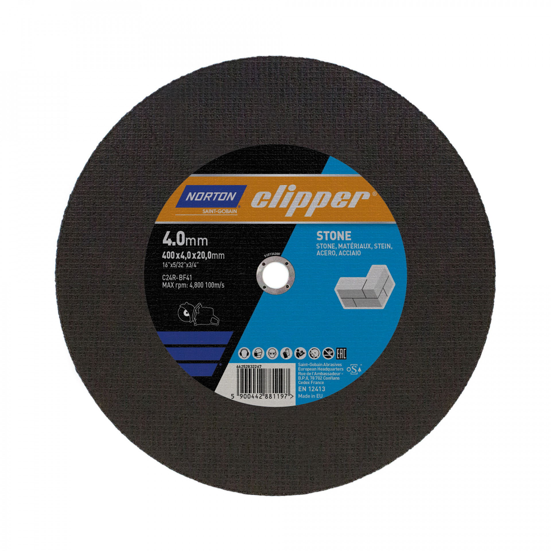 Norton Clipper kő vágókorong 400x4,0x20mm C24R, 10 db/csomag termék fő termékképe