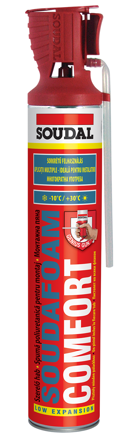 Soudal Soudafoam Comfort kézi purhab Genius Gun fejjel, 750 ml termék fő termékképe
