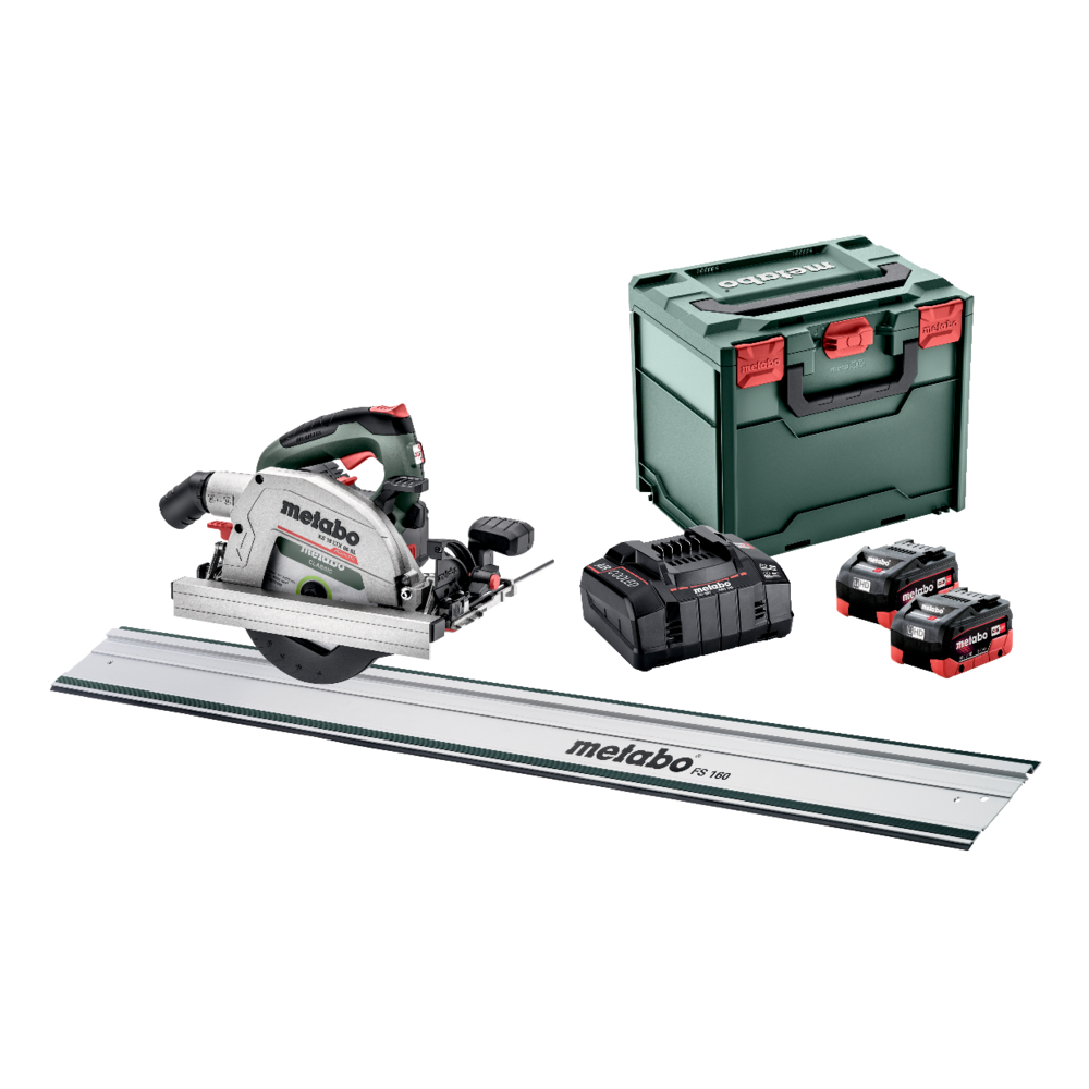 METABO KS 18 LTX 66 BL SET szénkefe nélküli akkumulátoros kézi körfűrész (2 x 8.0 Ah LiHD akkuval, metaBOX kofferben) + FS 160 vezetősín termék fő termékképe