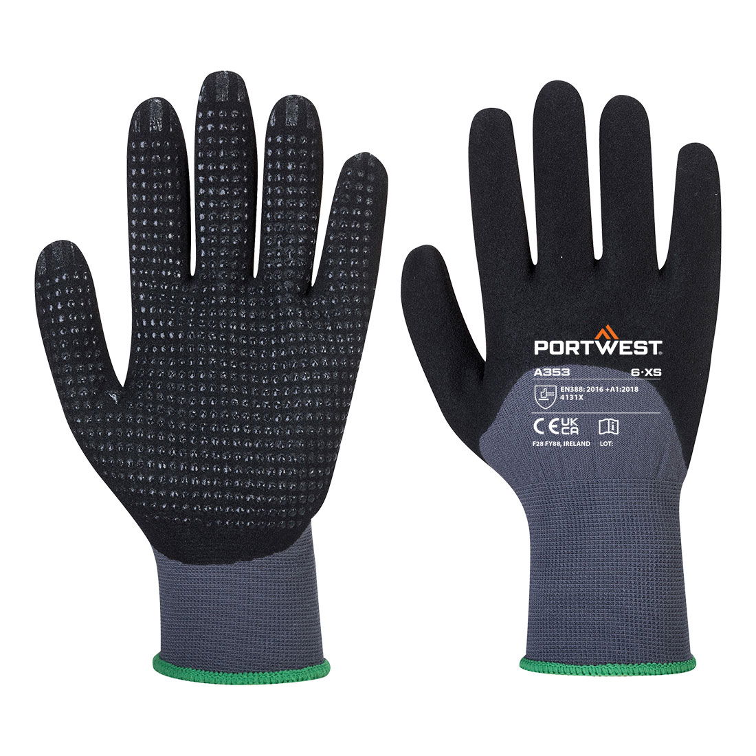 Portwest A353 - DermiFlex Ultra Plus kesztyű, szürke/fekete termék fő termékképe