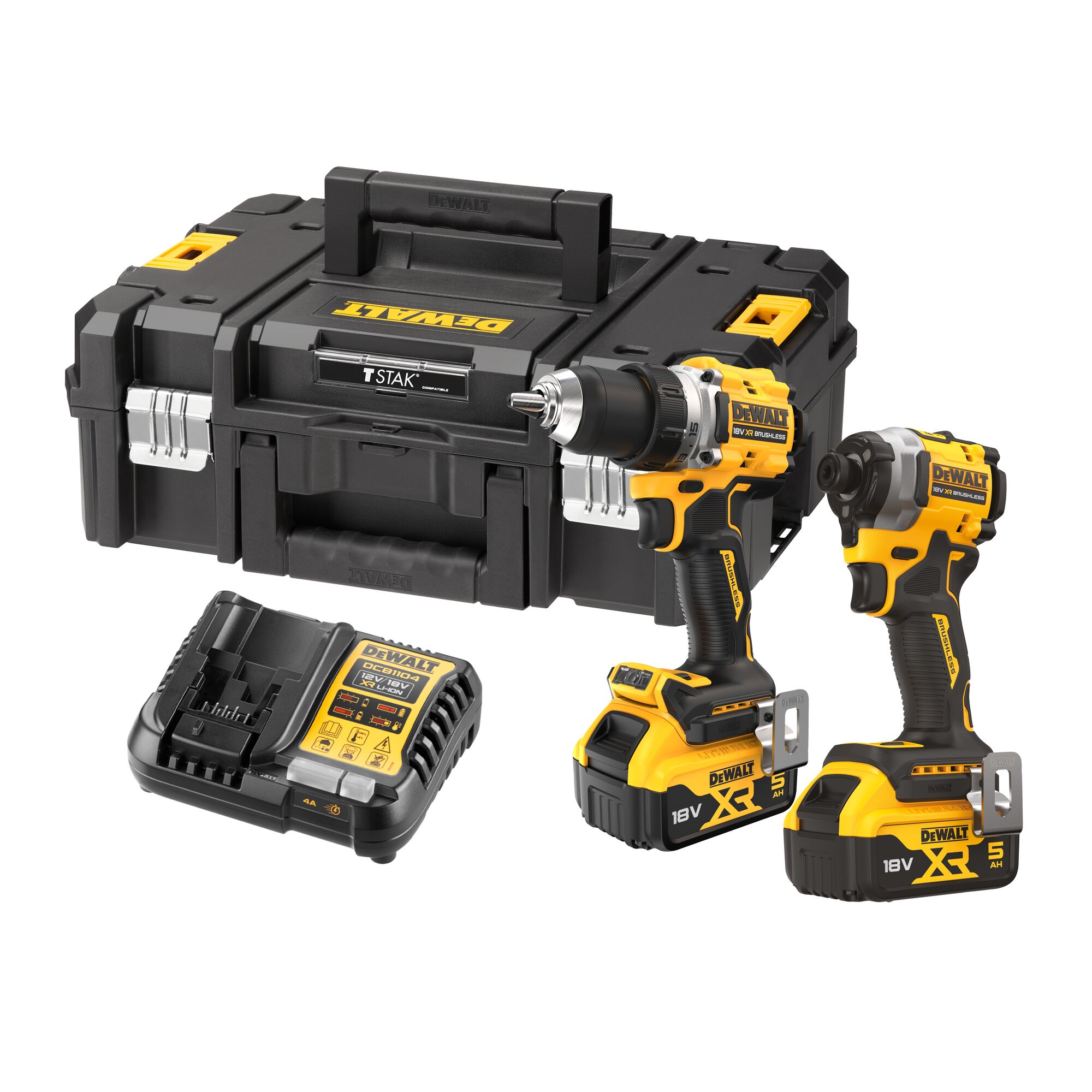Dewalt DCK2051P2T akkus gépcsomag, 2 gépes (2 x 5.0 Ah Li-ion akkuval, TSTAK kofferben) termék fő termékképe