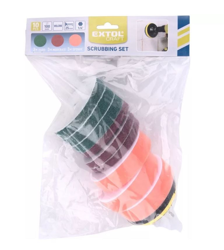 Extol dörzsölő, csiszoló, polírozó klt. 10 db; 1/4"x25mm csap fúrógépbe fogható, tépőzáras (904002) termék fő termékképe