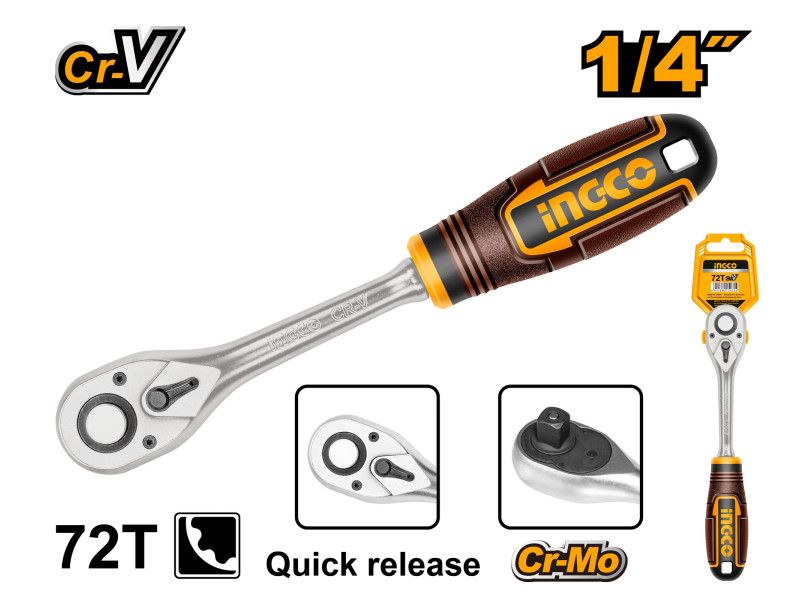 INGCO Racsnis hajtószár 1/4" 155 mm 72T CrV termék fő termékképe