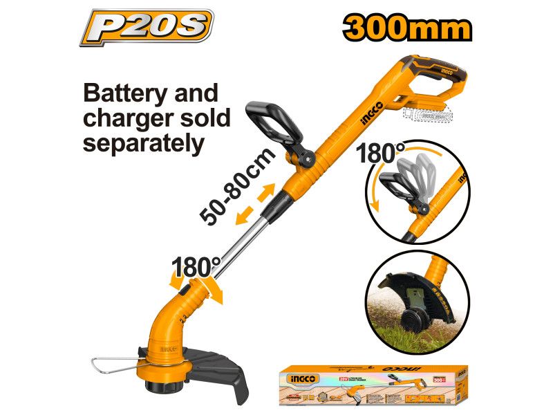 INGCO Akkus fűszegélynyíró 300 mm 20 V (akku és töltő nélkül) termék fő termékképe