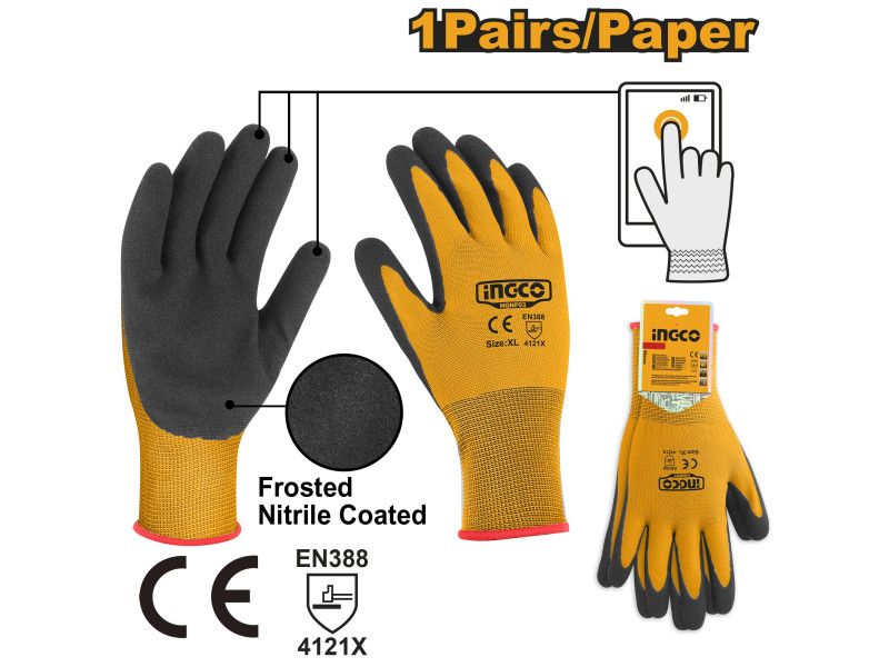 INGCO Szerelőkesztyű XL nitril mártott termék fő termékképe