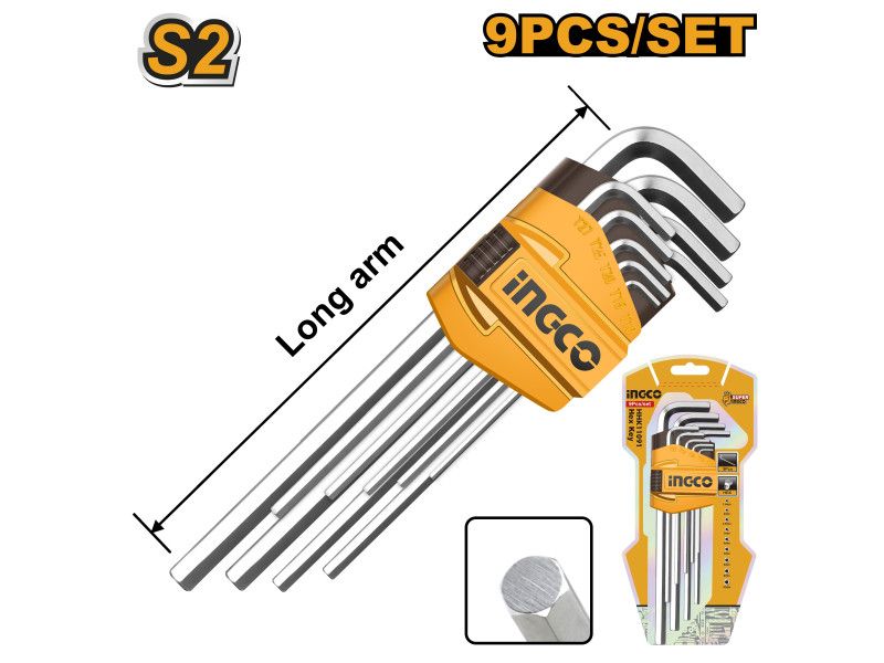 INGCO Imbuszkulcs készlet 9 részes 1,5-10 mm S2 termék fő termékképe