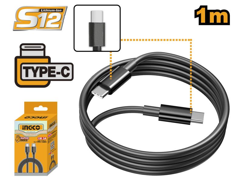 INGCO Töltőkábel 1 m 3A (USB-C to USB-C) termék fő termékképe