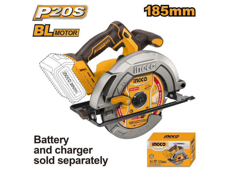 INGCO Akkus körfűrész 185 mm szénkefe nélküli 20 V (akku és töltő nélkül) termék fő termékképe