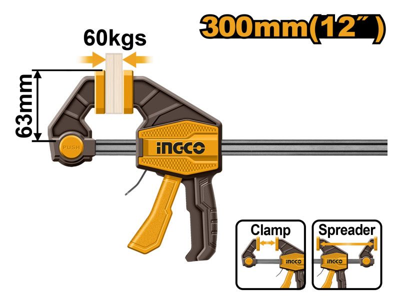 INGCO Egykezes gyorsszorító 300 x 63 mm termék fő termékképe