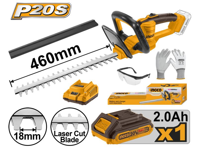 INGCO Akkus sövényvágó 460 mm 20 V (1 x 2,0 Ah akku + töltő) termék fő termékképe