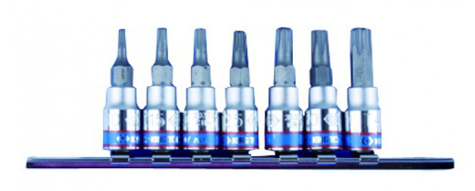 Kingtony 7 RÉSZES 1/4˝-OS FURATOS TORX BITFEJKÉSZLET SÍNEN 2107PR termék fő termékképe