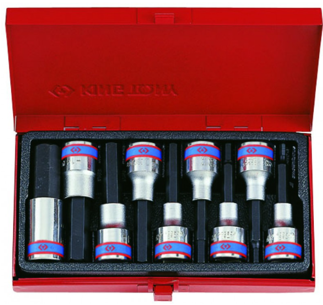 Kingtony 9 RÉSZES 1/2˝-OS HATSZÖG BITFEJKÉSZLET L=80MM 4120PR termék fő termékképe