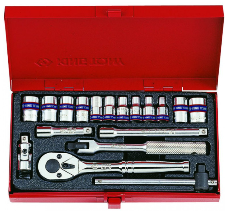 Kingtony 18 RÉSZES 1/4"-OS KÉZIDUGÓKULCS KÉSZLET 6* ÉS 8* 2519MR termék fő termékképe