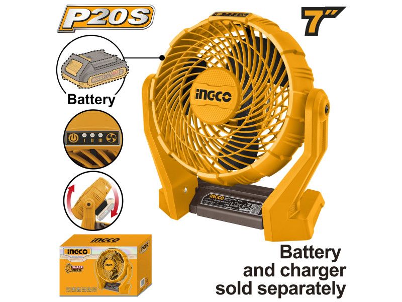 INGCO Akkus ventilátor 180 mm 20 V (akku és töltő nélkül) termék fő termékképe