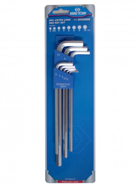 Kingtony 8 részes hosszú imbuszkulcs készlet 2-10mm 20208MR termék fő termékképe