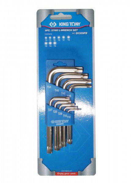 Kingtony 9 RÉSZES TORXVÉGŰ. IMBUSZKULCS KÉSZLET T10-T50. 20309PR termék fő termékképe