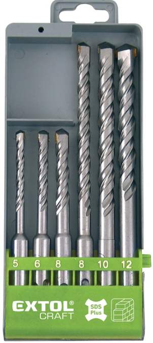 EXTOL Betonfúró készlet, SDS-PLUS, 6db; 110mm 5,6,8 160mm termék fő termékképe