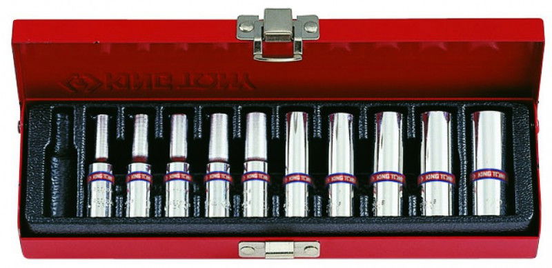 Kingtony 10 RÉSZES 1/4˝-OS HOSSZÚ DUGÓKULCS KÉSZLET COLL 2510SR termék fő termékképe