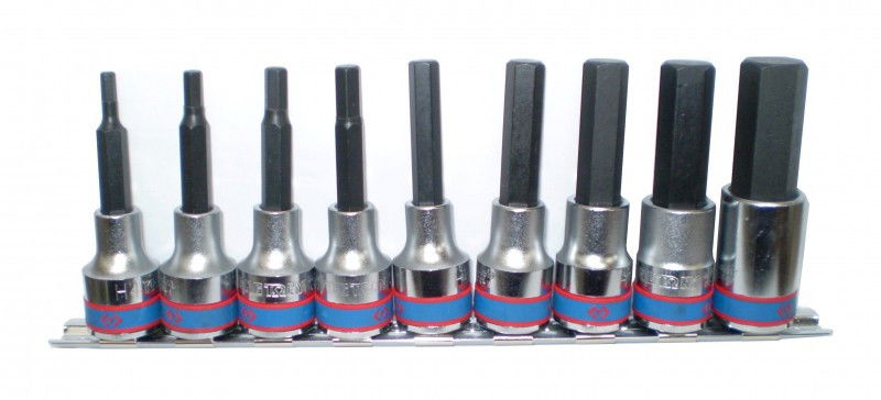 Kingtony 9 RÉSZES 1/2˝-OS KÉZI HATSZÖG BITFEJKÉSZLET L=80MM, SÍNEN 4120PR10 termék fő termékképe