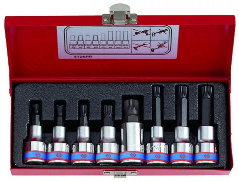Kingtony 8 RÉSZES 1/2˝-OS SPLINE BITFEJKÉSZLET 4128PR termék fő termékképe