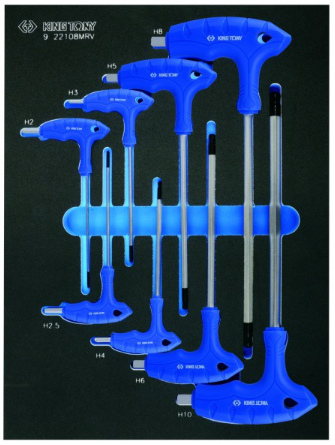 Kingtony 8 részes L-nyelű, gömbfejű imbuszkulcs készlet (EVA tálcás) 9-22108MRV termék fő termékképe