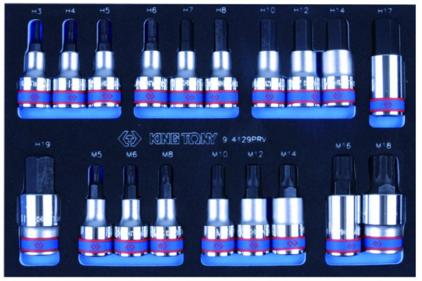 Kingtony 19 részes 1/2"-os bitfejkészlet (EVA tálcás) 9-4129PRV termék fő termékképe