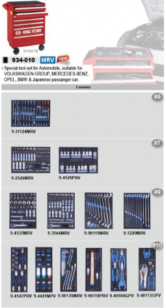 Kingtony 286 részes, 7 fiókos szerszámoskocsi EVA 934-010MRV termék fő termékképe