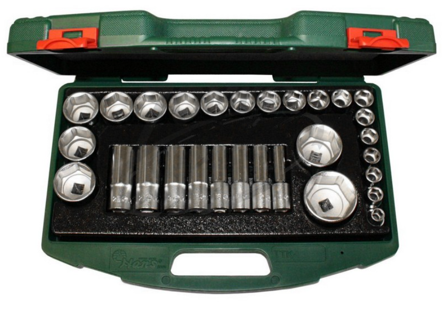 HANS 1/2˝ dugókulcsfej készlet 29r. 10-46mm TTK-2 kofferben termék fő termékképe