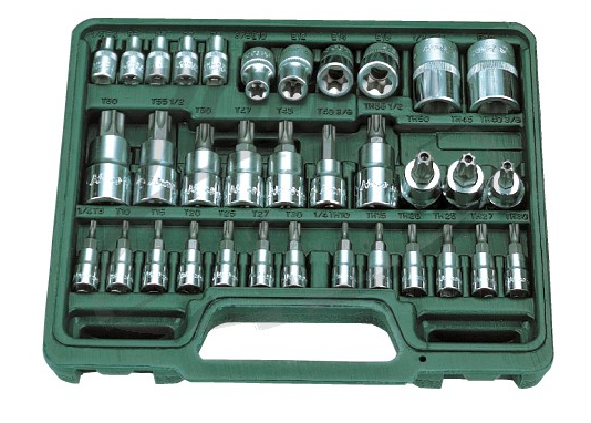 HANS 1/4"+3/8"+1/2˝ TORX, furatos TORX, E-STAR dugókulcsfej készlet 34r. 9634T termék fő termékképe