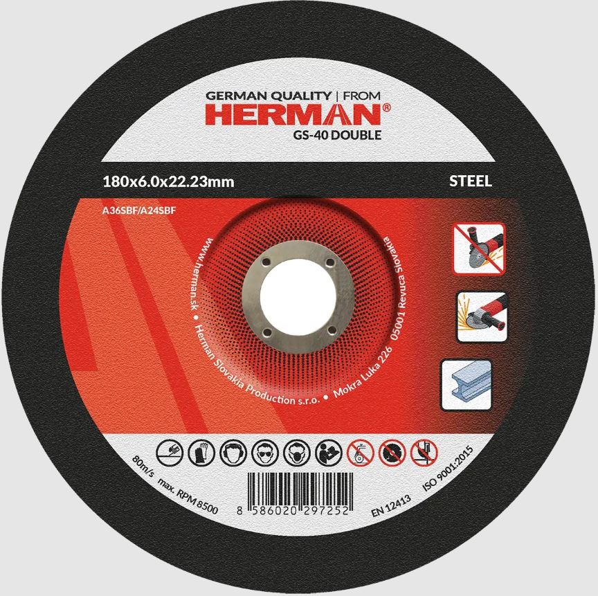 HERMAN Csiszolótárcsa HERMAN GS-40 Double Kétrétegű csiszolótárcsák acélhoz termék fő termékképe