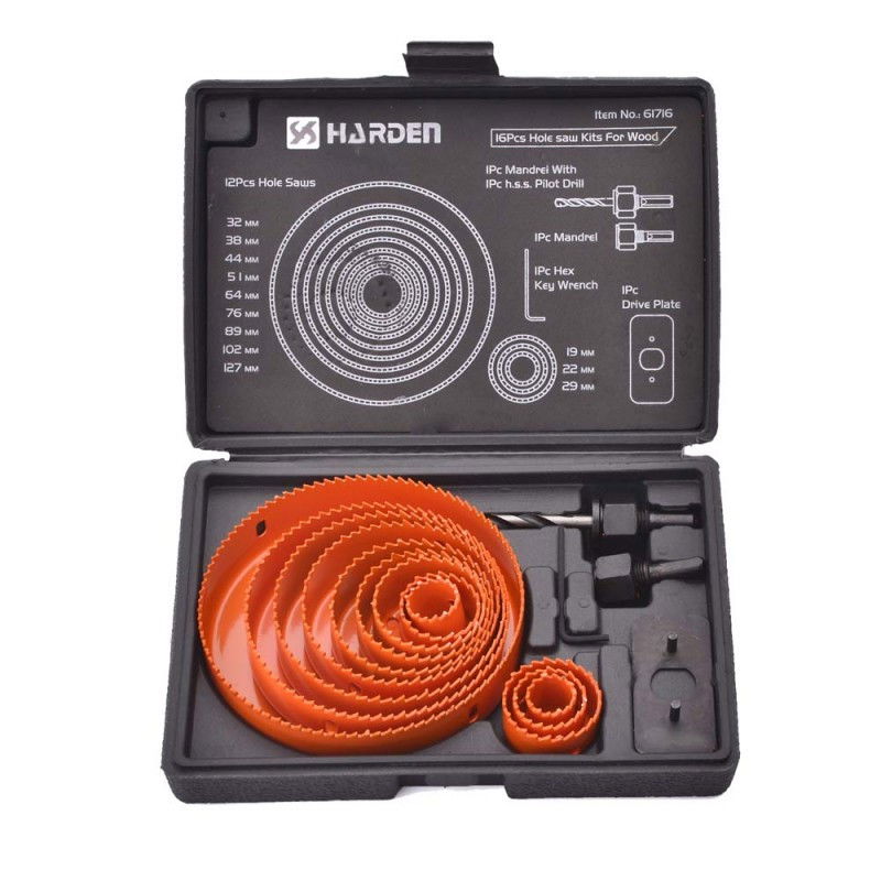 HARDEN Körkivágó készlet 16r. 19-127mm Harden termék fő termékképe
